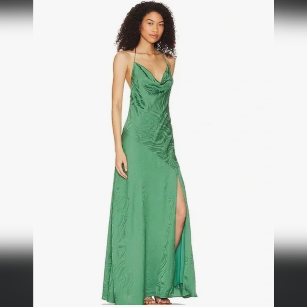 Free People Green Slit Maxi Gown - Picture 2 of 5